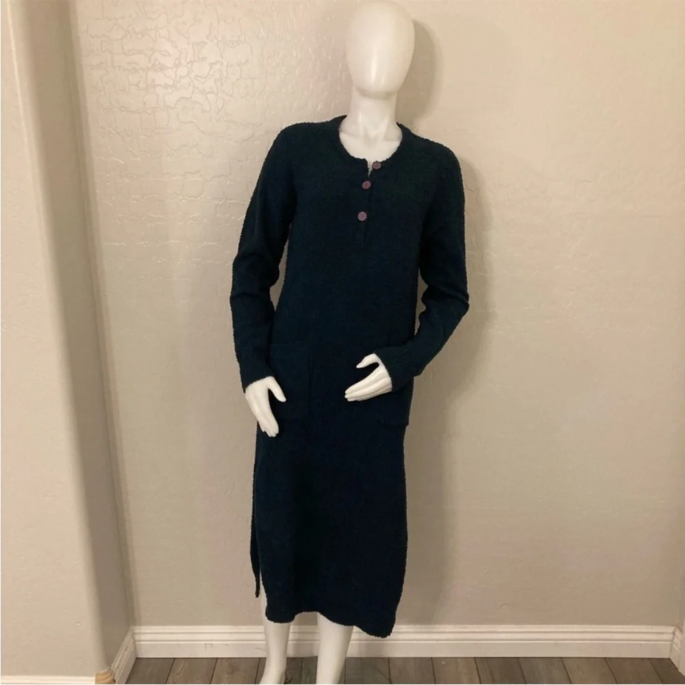 Cozy Teal Long Sweater nightgown - Picture 3 of 5